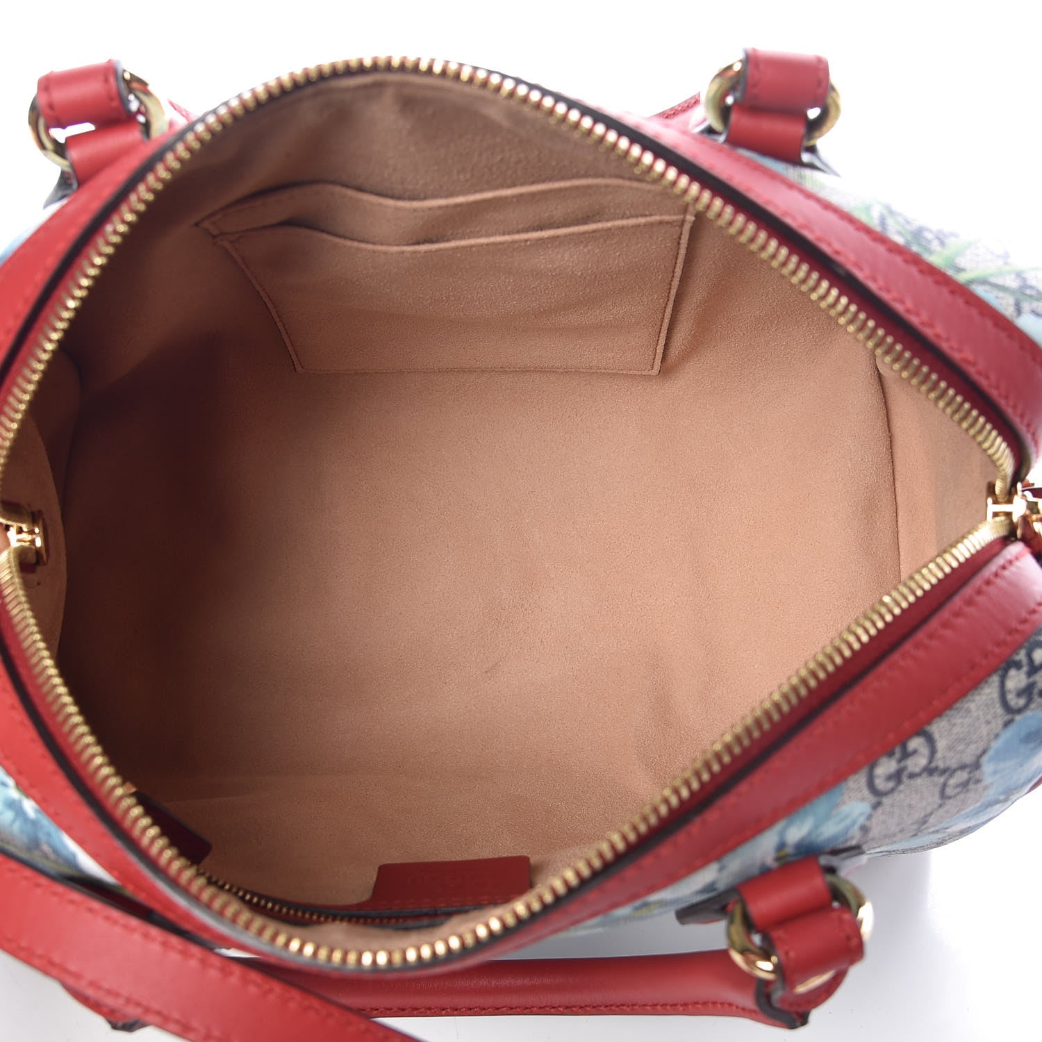 Gucci GG Supreme Monogram Blooms Small Boston Beige Blue Navy Hibiscus Red 5 of 9