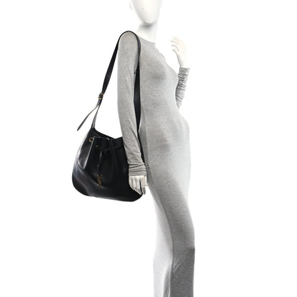 Saint Laurent Smooth Calfskin Paris VII Large Flat Hobo Black 2 of 11
