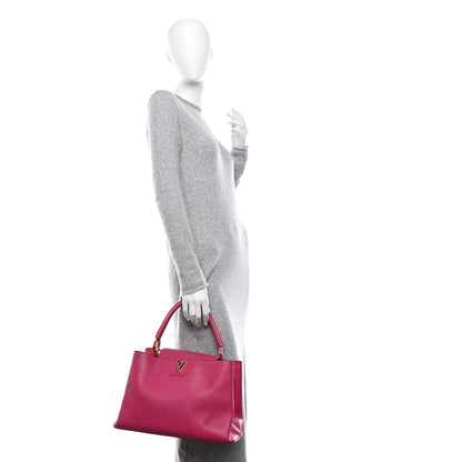 Louis Vuitton Taurillon Capucines MM Hibiscus Flamingo 2 of 12