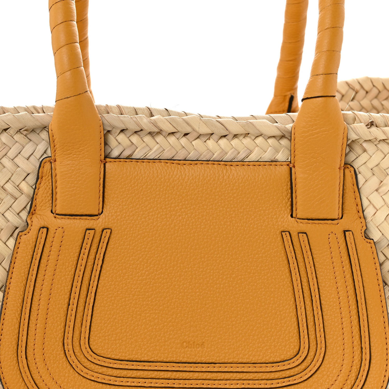 Chloe Raffia Small Grain Calfskin Medium Marcie Basket Yellow 8 of 13