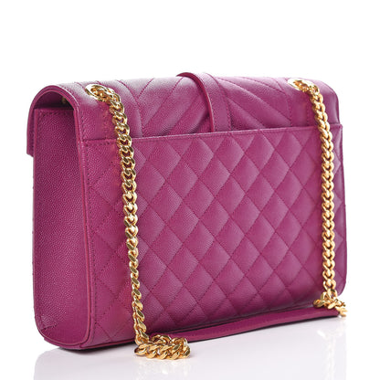 Saint Laurent Grain De Poudre Medium Tri-Quilt Monogram Satchel Purple 3 of 9
