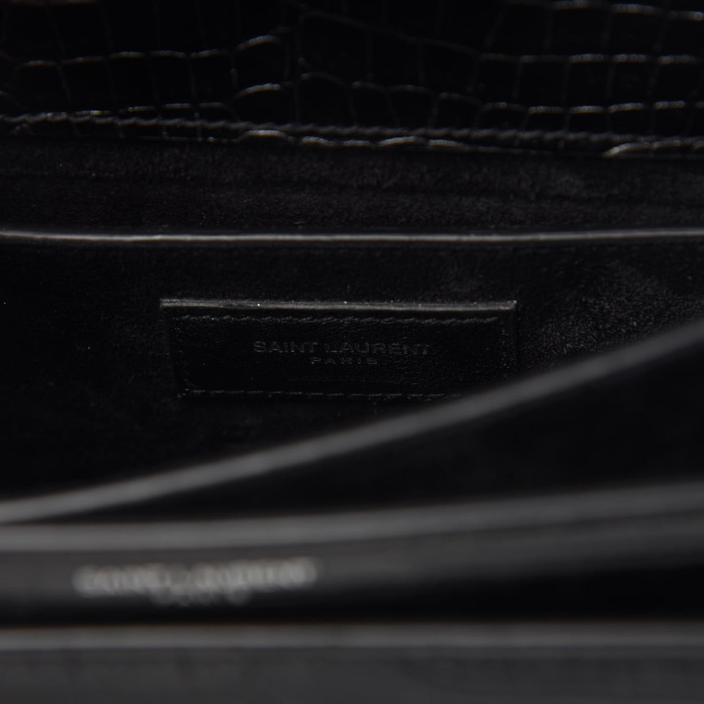 Calfskin Crocodile Embossed Medium Monogram Sunset Black