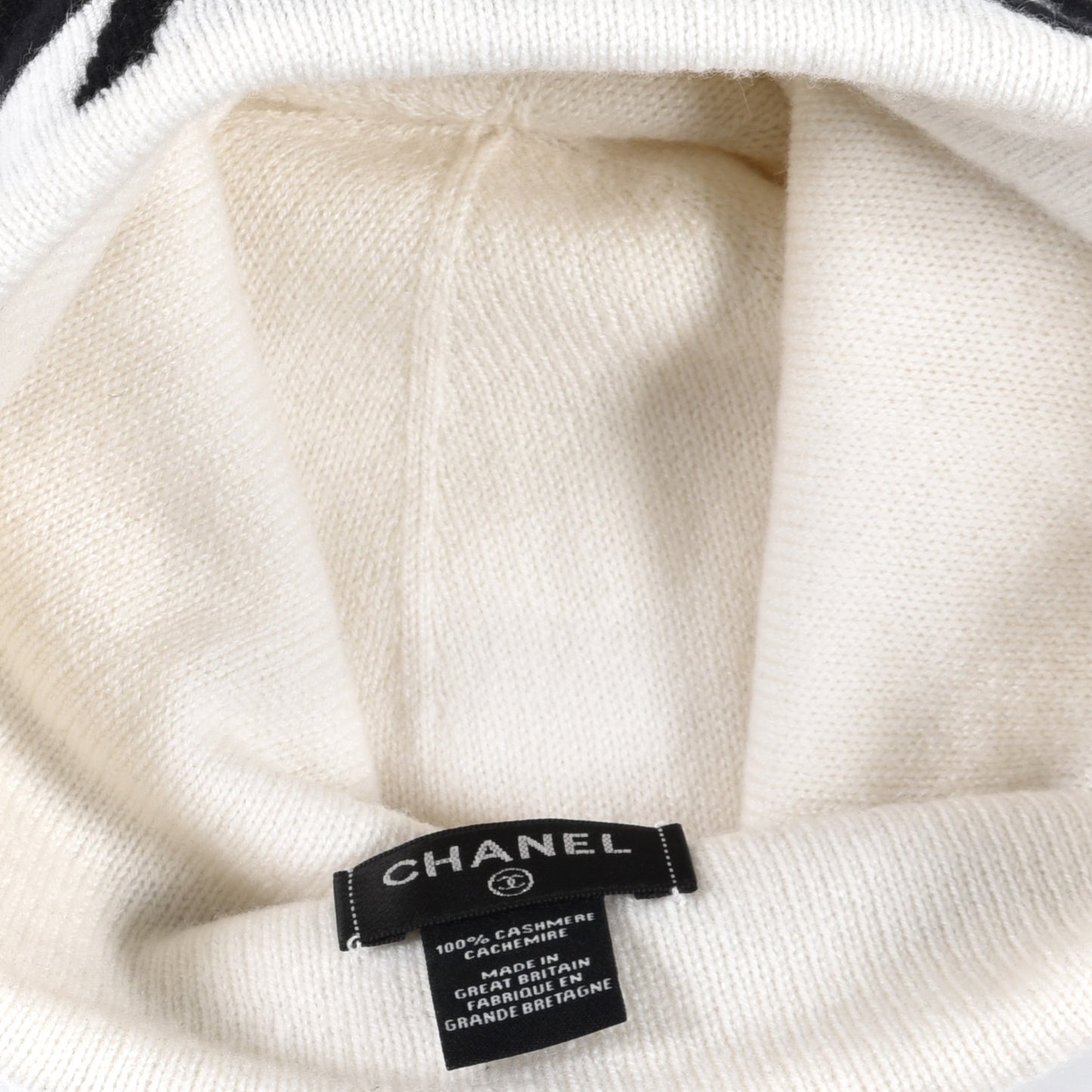 Cashmere Logo Beanie Hat White Black