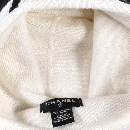 Chanel Cashmere Logo Beanie Hat White Black 3 of 6