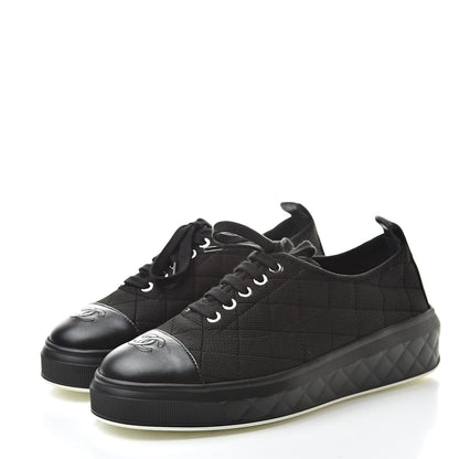 Chanel Canvas Quilted Cap Toe Sneakers 38 Black 3 of 8