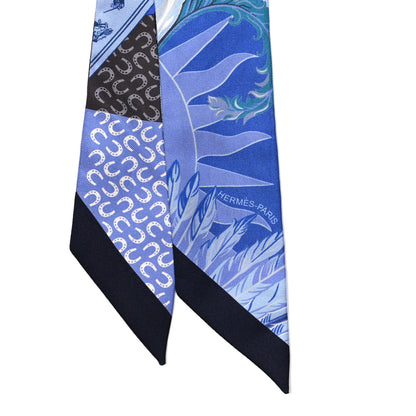 Hermes Silk Cheval Phoenix Twilly Marine Ciel Cobalt 2 of 3