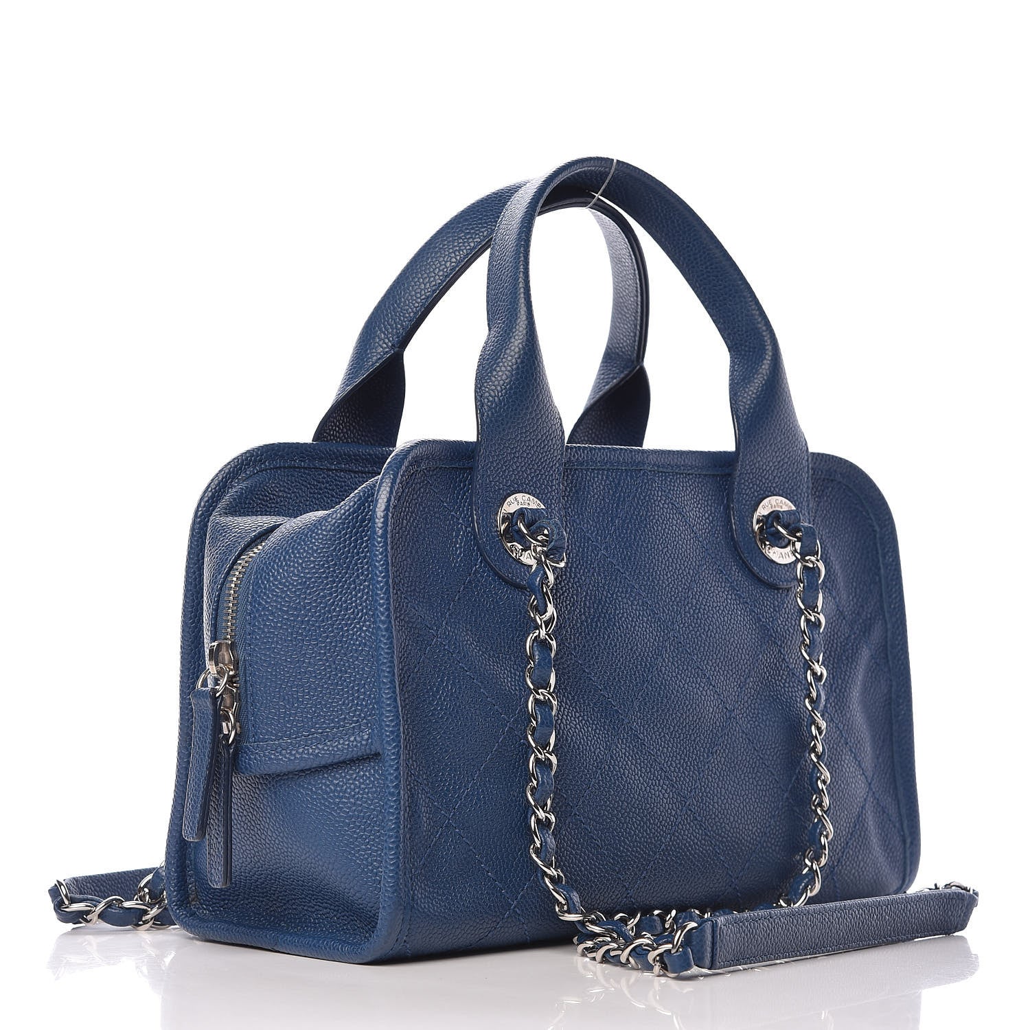 Chanel Caviar Quilted Deauville Bowling Bag Blue 3 of 10