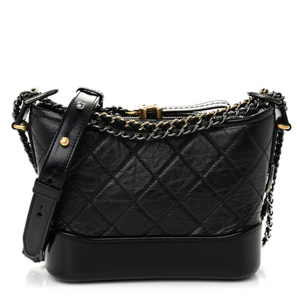 Chanel Aged Calfskin Quilted Small Gabrielle Hobo Black 1 of 10