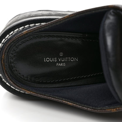 Louis Vuitton Calfskin Monogram Beaubourg Open Back Platform Derby Shoes 41 Black 8 of 9