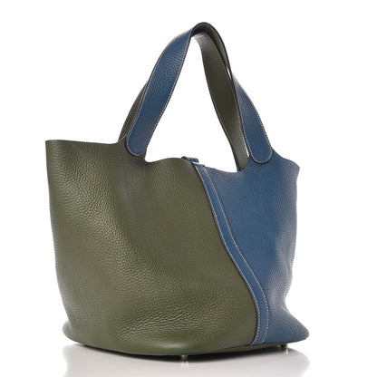 Hermes Taurillon Clemence Picotin Lock 26 GM Blue Jean Canopee 3 of 7
