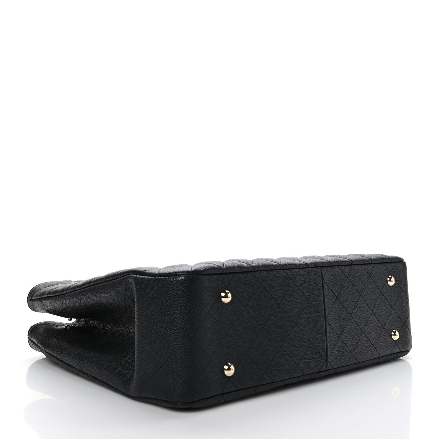 Caviar Quilted Large Shopping Tote Black