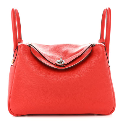 Hermes Taurillon Clemence Lindy 30 Rouge Tomate 1 of 10