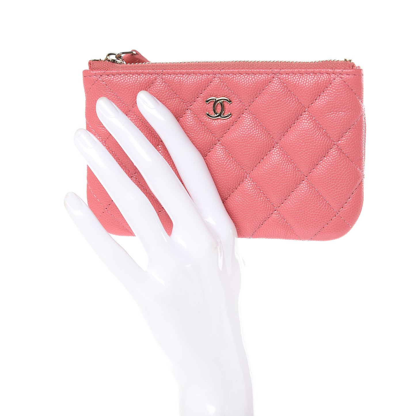 Caviar Quilted Small Cosmetic Case Pink