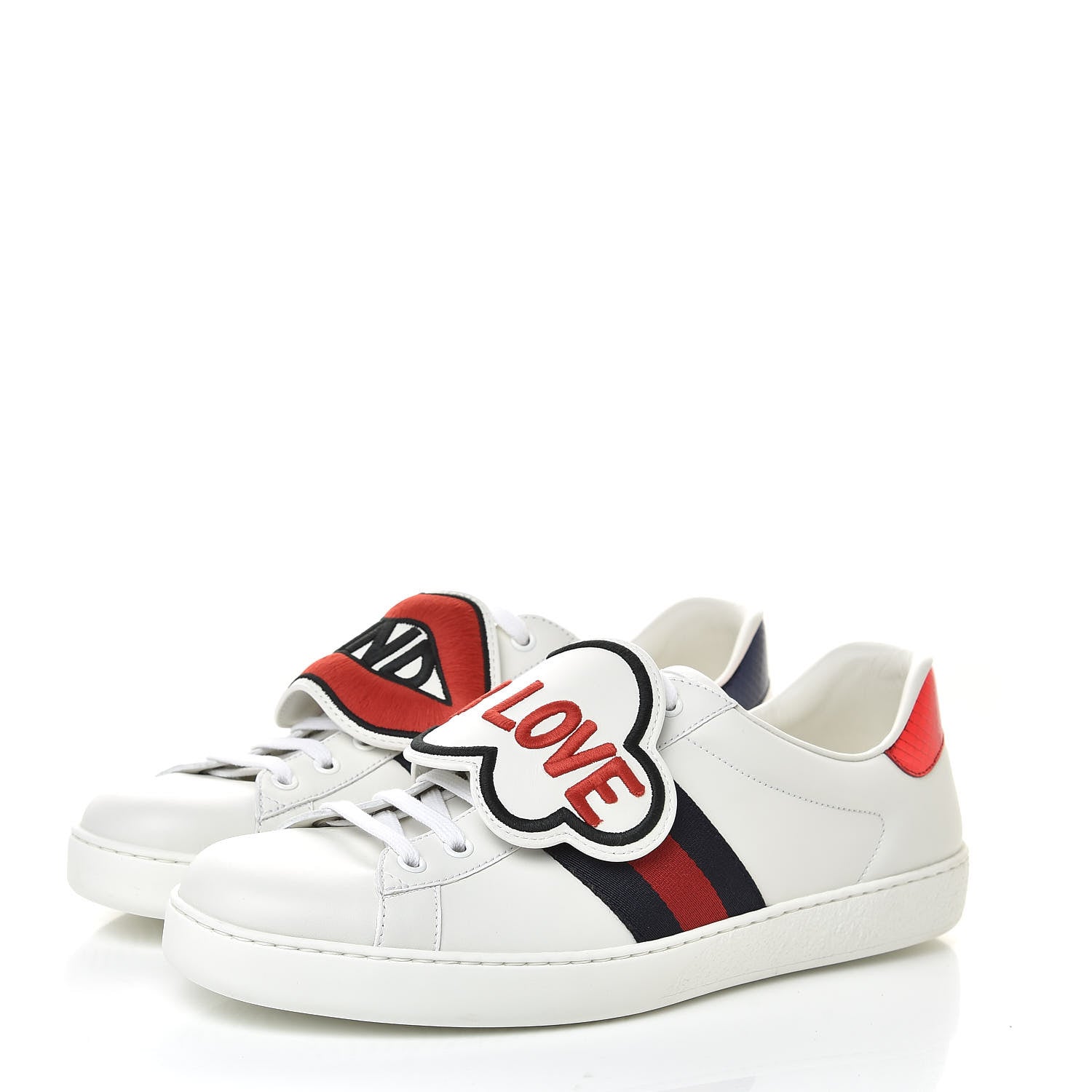 Gucci Calfskin Ayers Web Blind for Love Embroidered Mens Ace Sneakers 10.5 White 3 of 11