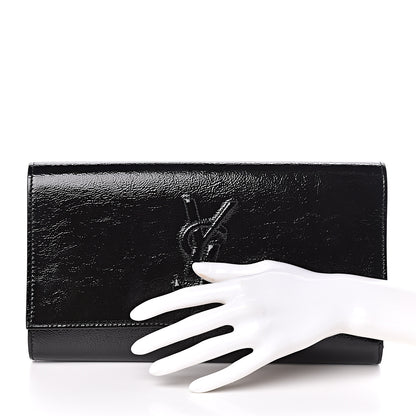 Saint Laurent Textured Patent Monogram Large Belle De Jour Clutch Black 2 of 10