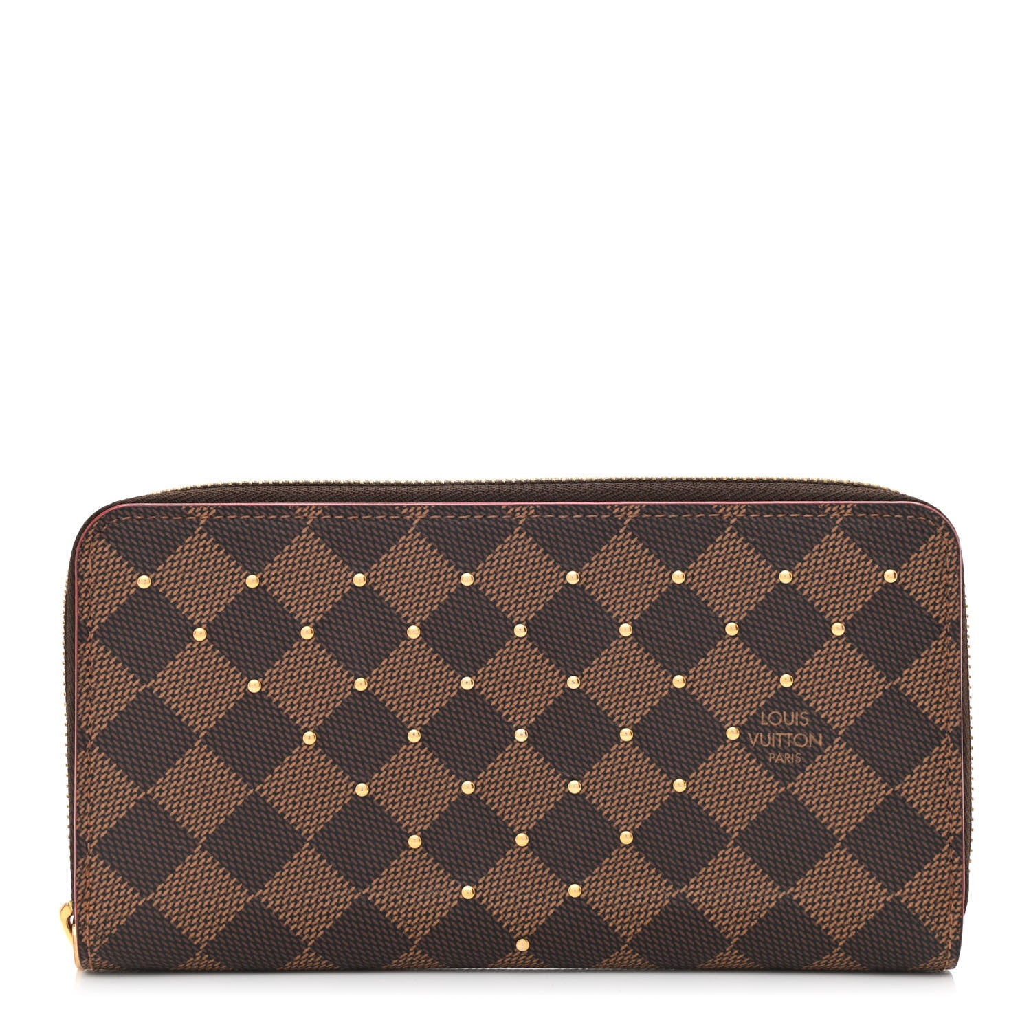 Louis Vuitton Damier Ebene Studded Zippy Wallet Cherry 1 of 9