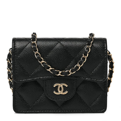 Chanel Caviar Quilted Flap Card Holder On Chain Black 1 of 8