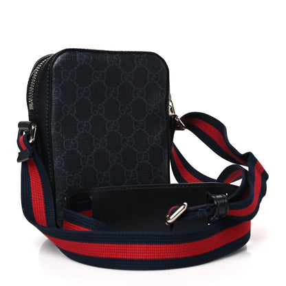 Gucci GG Supreme Monogram Appia Calfskin Web Small Camera Messenger Bag Black Grey Black Grey 3 of 9