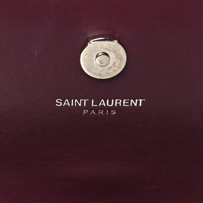 Saint Laurent Calfskin Crocodile Embossed Monogram Sunset Chain Wallet Rouge Legion 6 of 12