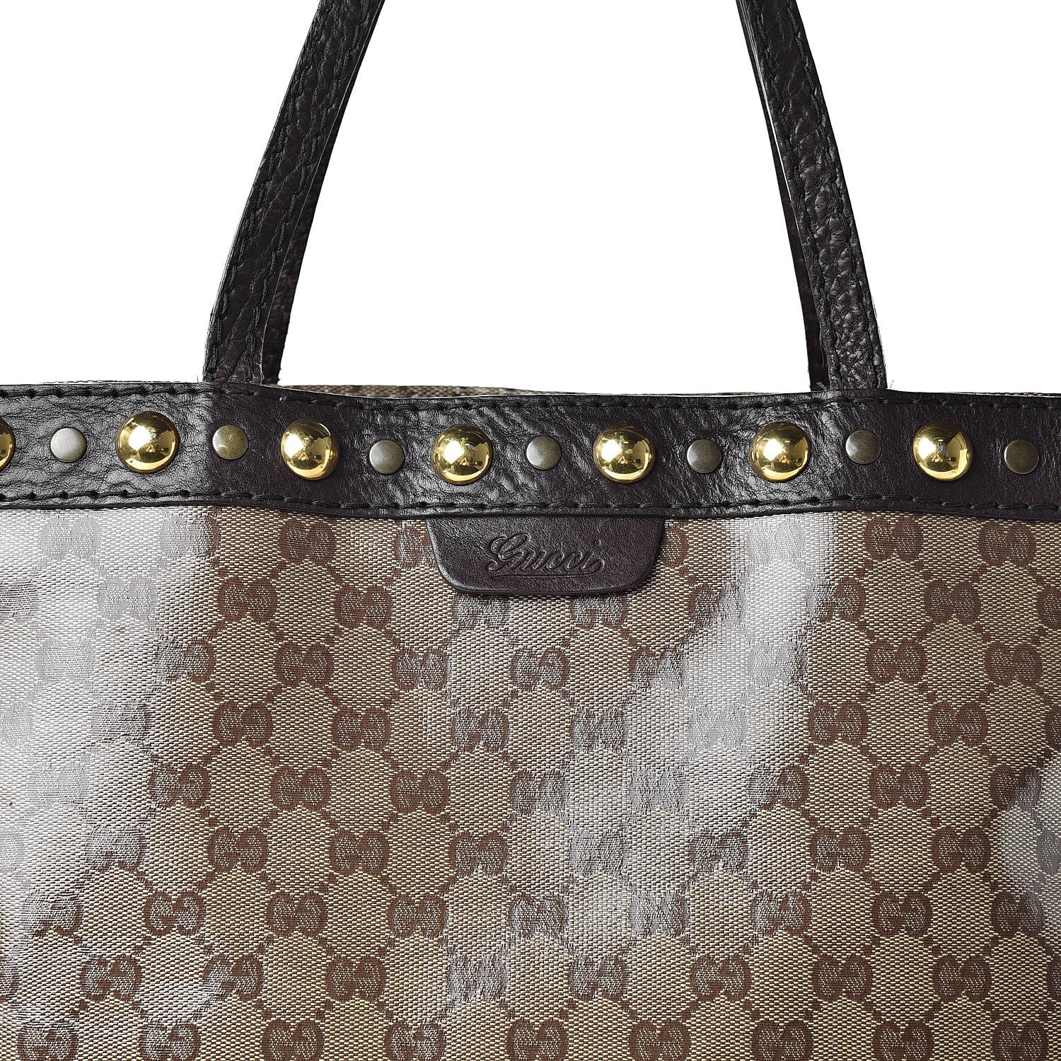 Gucci Crystal Monogram Large Babouska Vertical Shopping Tote Brown 8 of 14