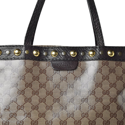 Gucci Crystal Monogram Large Babouska Vertical Shopping Tote Brown 8 of 14
