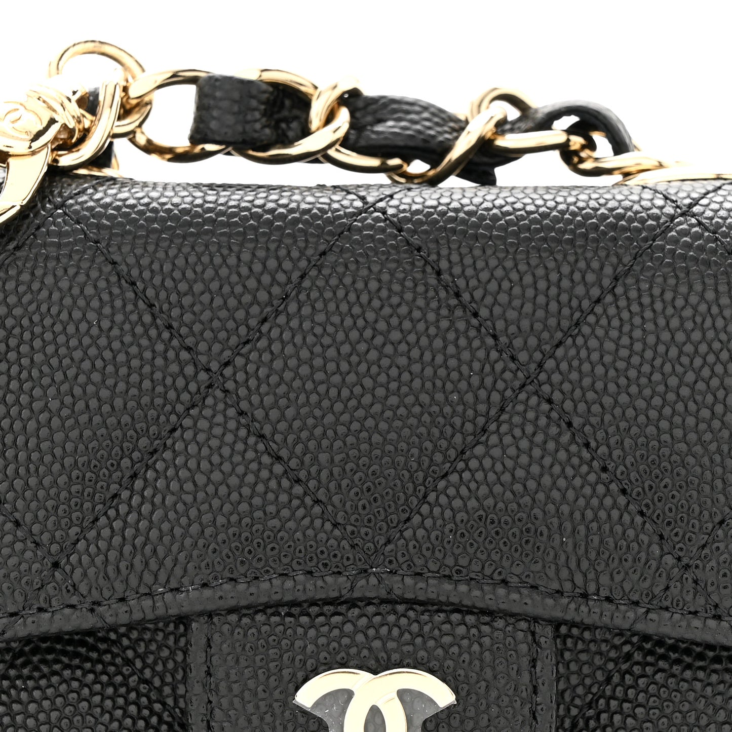 Caviar Quilted Mini Chain Belt Bag Black
