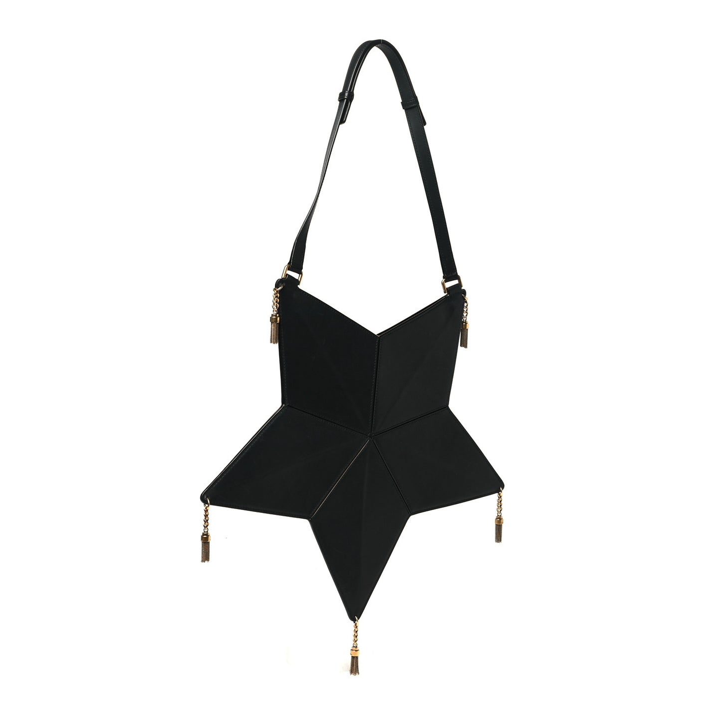 Calfskin Astro Star Shoulder Bag Black