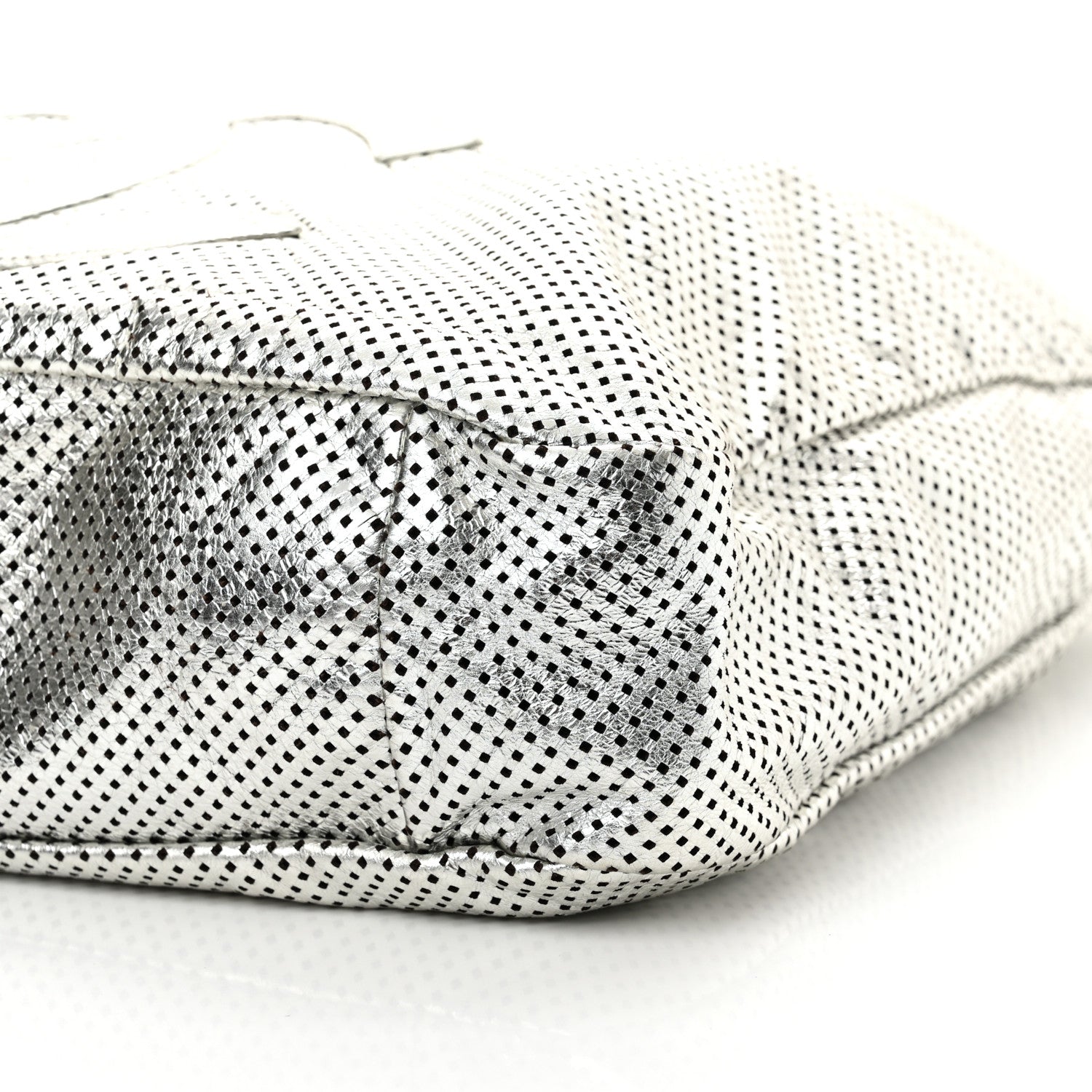 Chanel Metallic Glazed Calfskin Perforated Large Rodeo Drive Tote Silver 10 of 10
