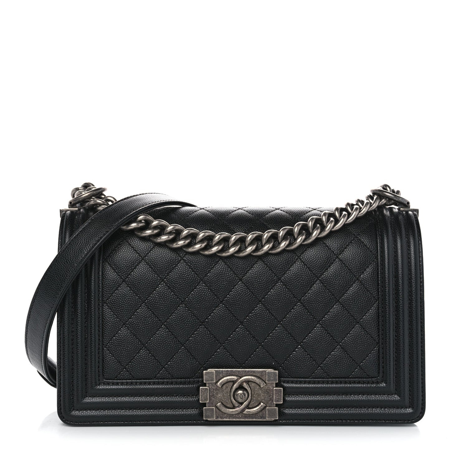 Caviar Quilted Medium Boy Flap Black