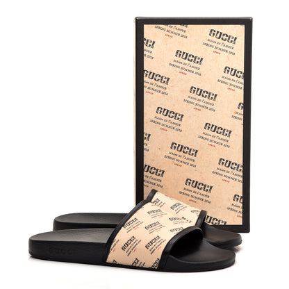 Gucci Supreme Canvas Stamp Print Pool Slide Sandals 42 Soy 9 of 9