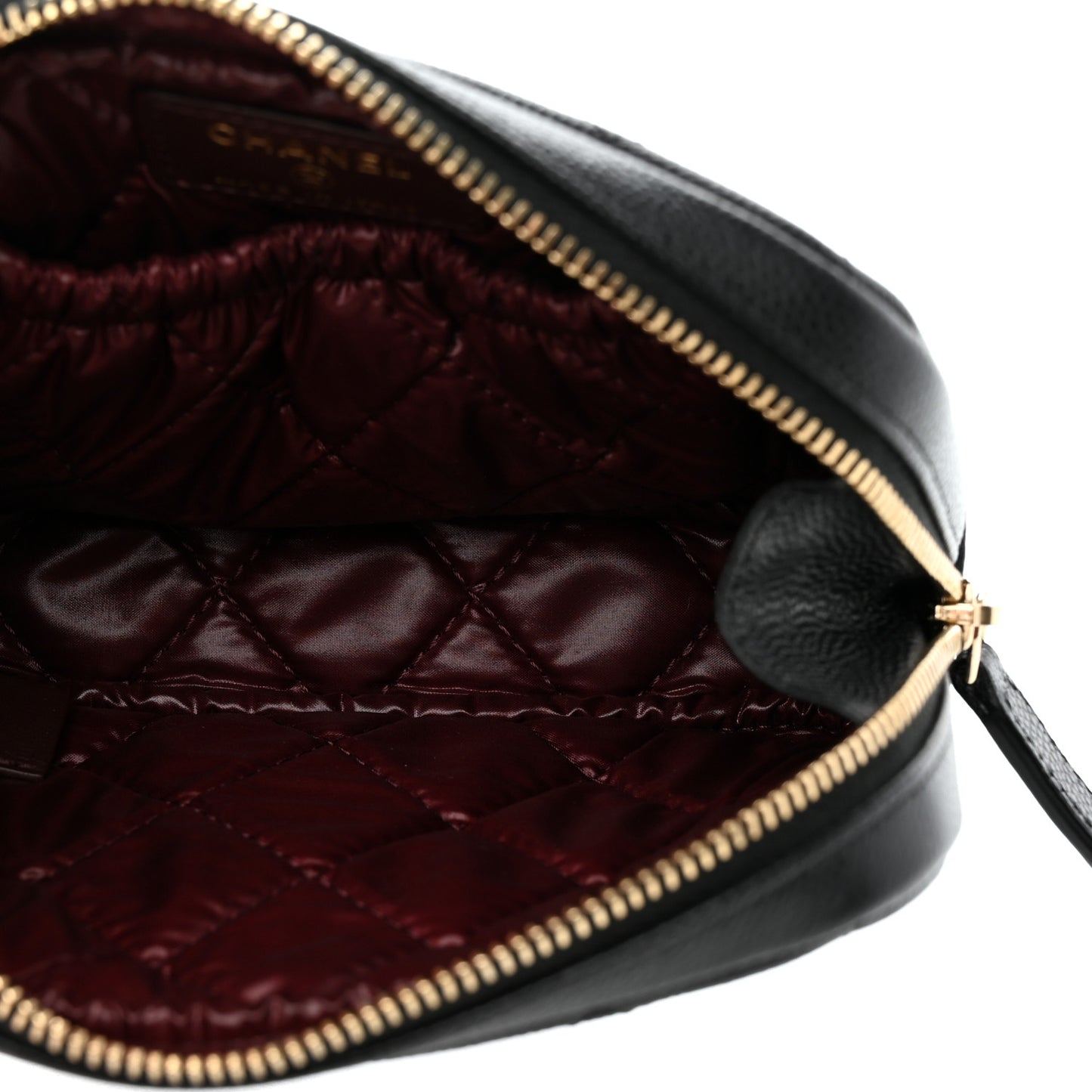 Caviar Quilted Small Curvy Pouch Cosmetic Case Black