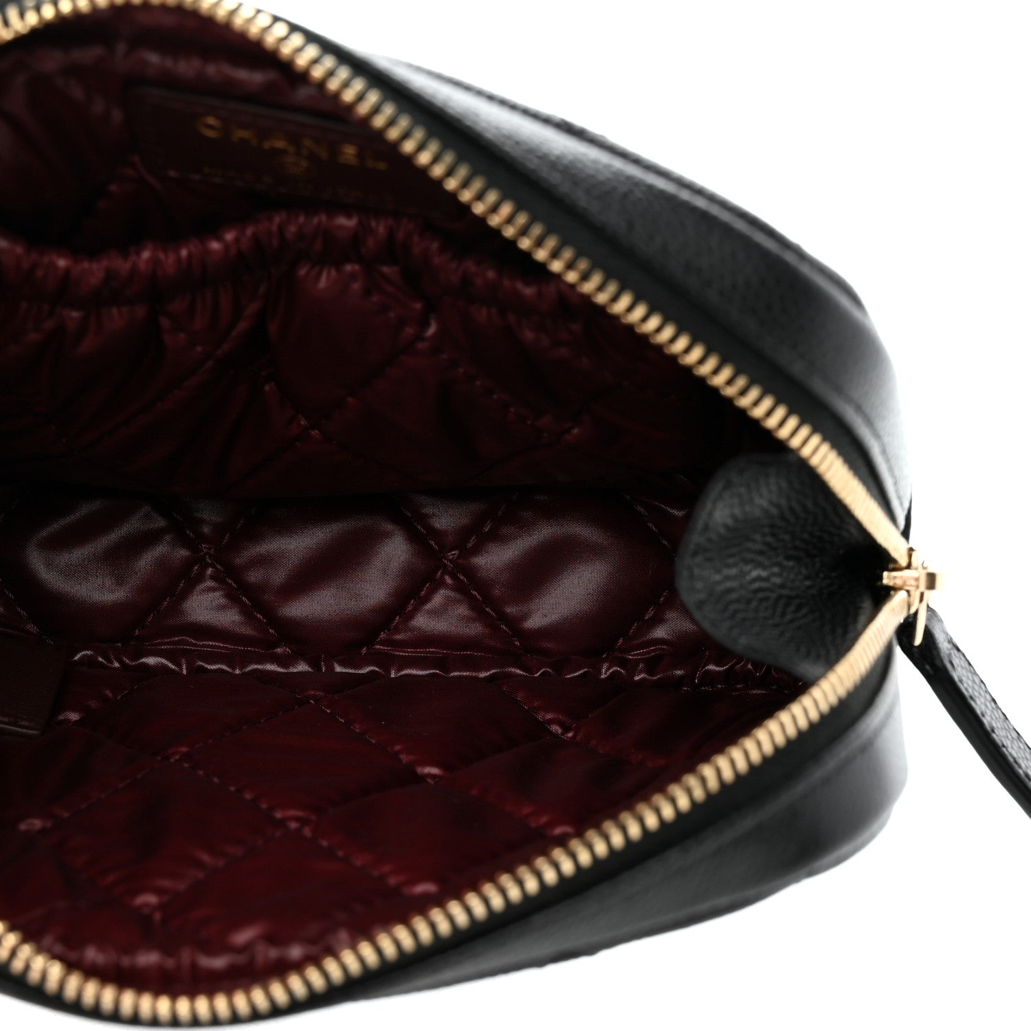 Chanel Caviar Quilted Small Curvy Pouch Cosmetic Case Black 5 of 8