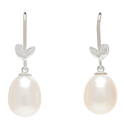 Tiffany Sterling Silver Pearl Paloma Picasso Olive Leaf Drop Earrings 1 of 5