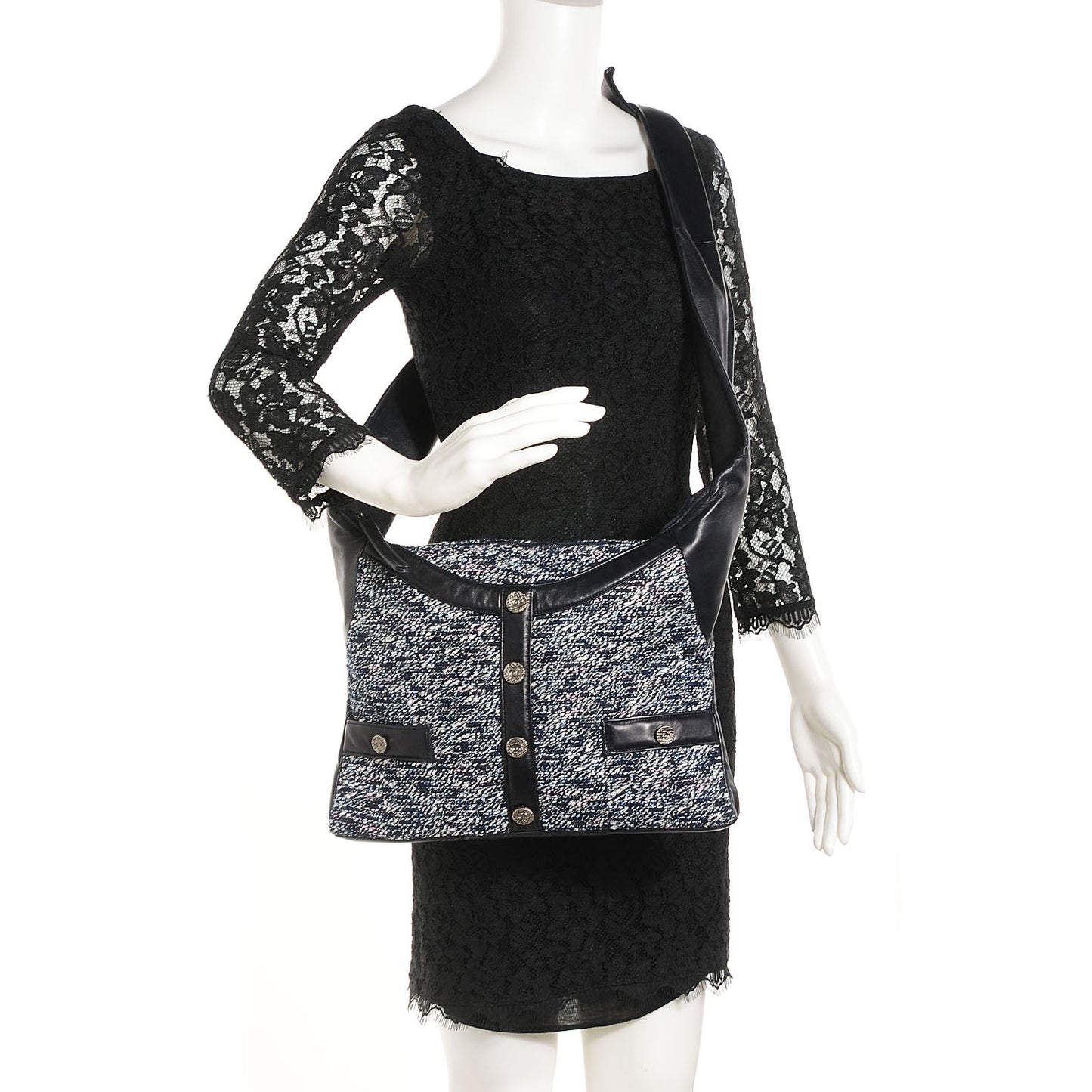 Tweed Lambskin Small Girl Bag Navy
