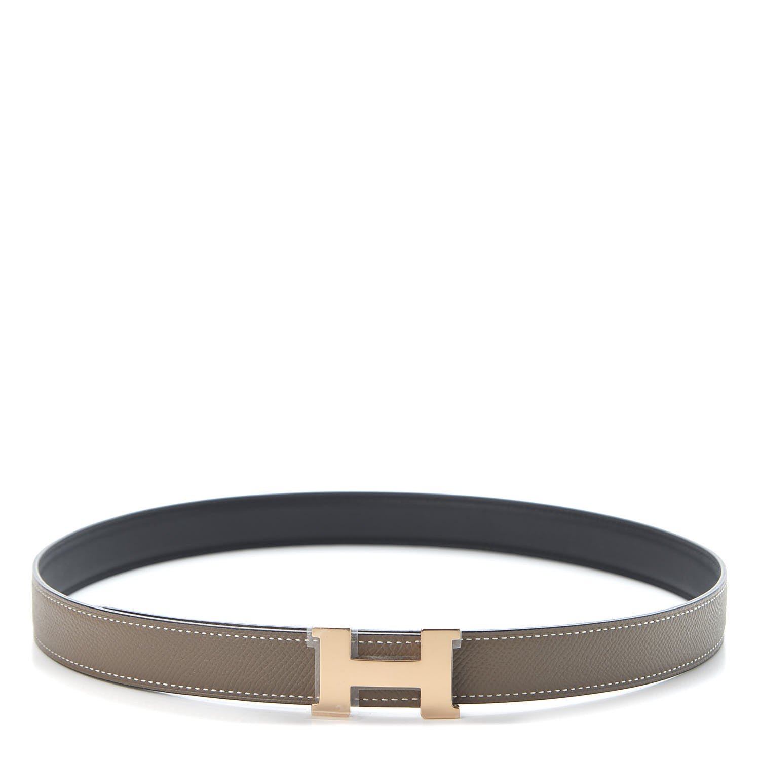 Hermes Swift Epsom 24mm Mini Constance H Belt 75 Black Etoupe 1 of 6