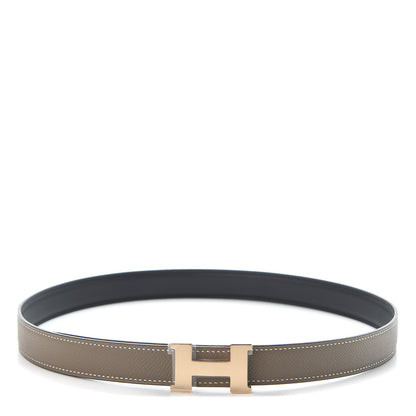Hermes Swift Epsom 24mm Mini Constance H Belt 75 Black Etoupe 1 of 6