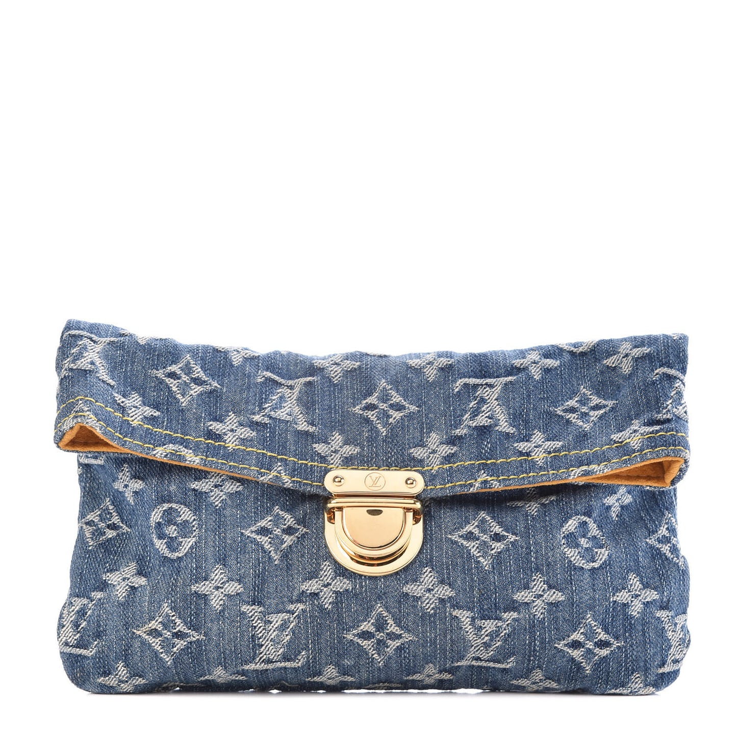 Monogram Denim Pochette Plat Clutch Blue