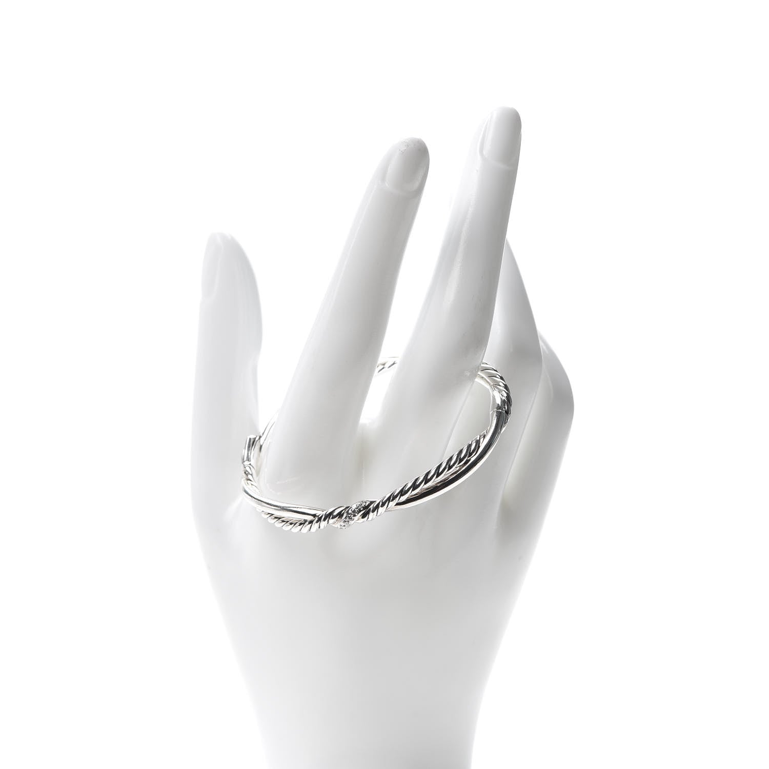 David Yurman Sterling Silver Diamond Continuance Bangle Bracelet 2 of 5