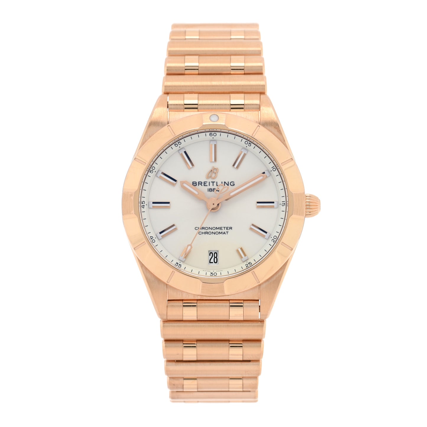 18K Rose Gold 32mm Chronomat Quartz Watch White R77310101A1R1
