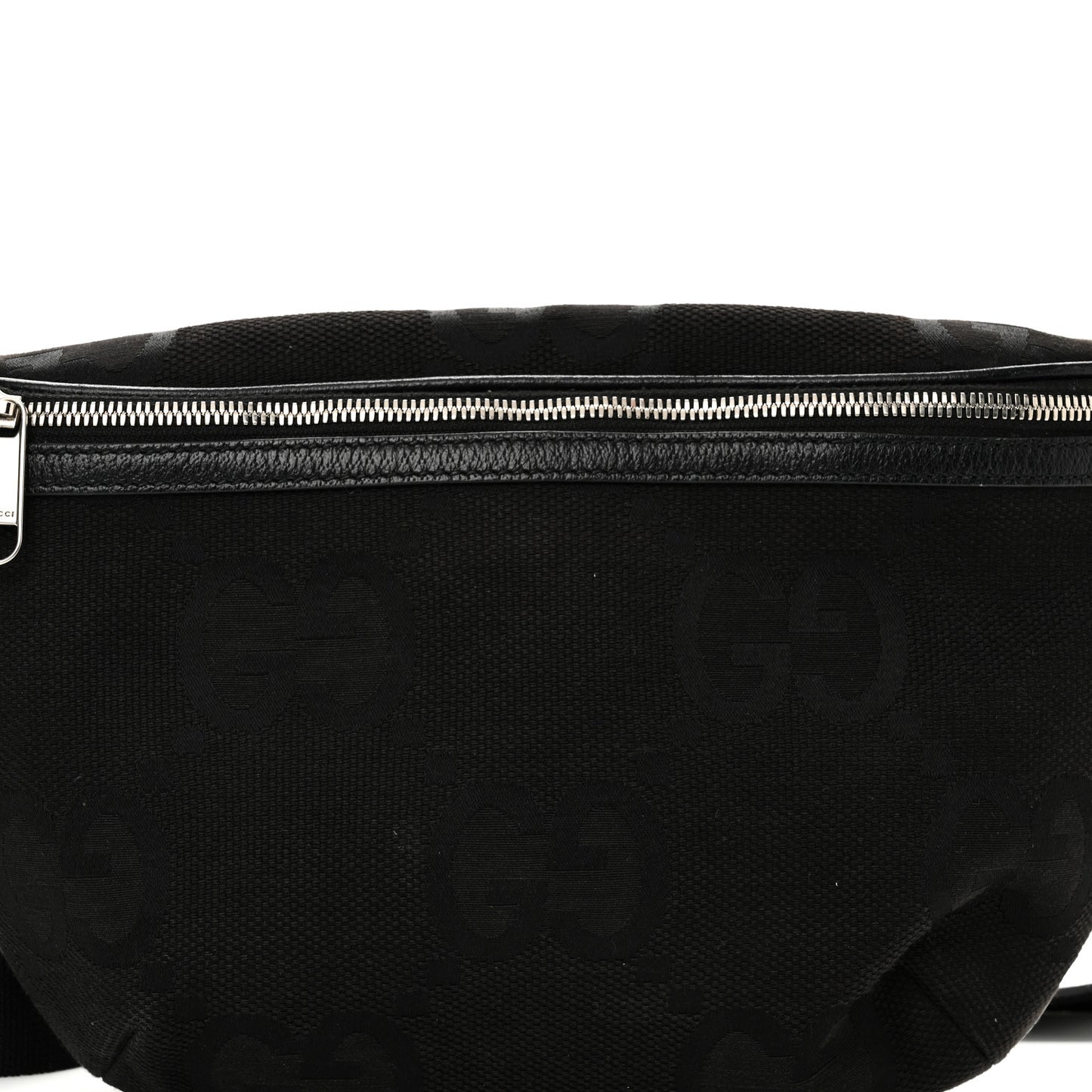 Monogram Jumbo GG Textured Dollar Calfskin Web Belt Bag Black