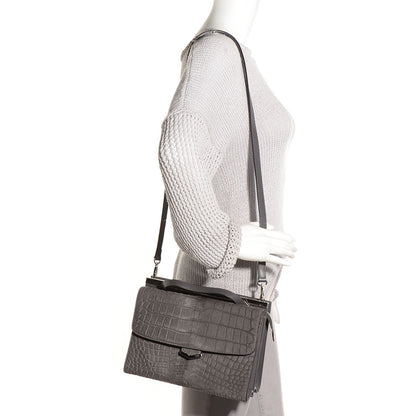 Fendi Calf Hair Crocodile Printed Demi Jour Shoulder Bag Grey 2 of 11