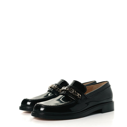 Chanel Shiny Calfskin Logo Loafers 39 Black 2 of 10