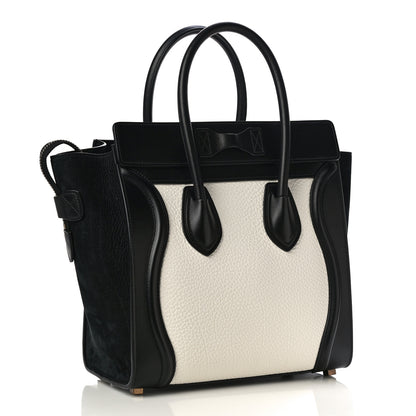 Celine Bullhide Calfskin Micro Bi-Color Luggage Black White 3 of 9