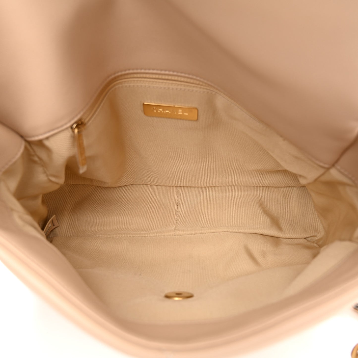 Lambskin Quilted Large Chanel 19 Flap Beige