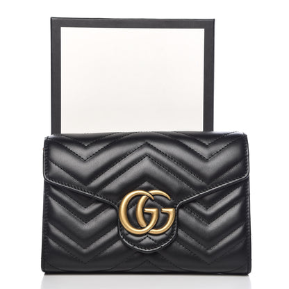 Gucci Calfskin Matelasse GG Marmont Chain Wallet Black 10 of 10