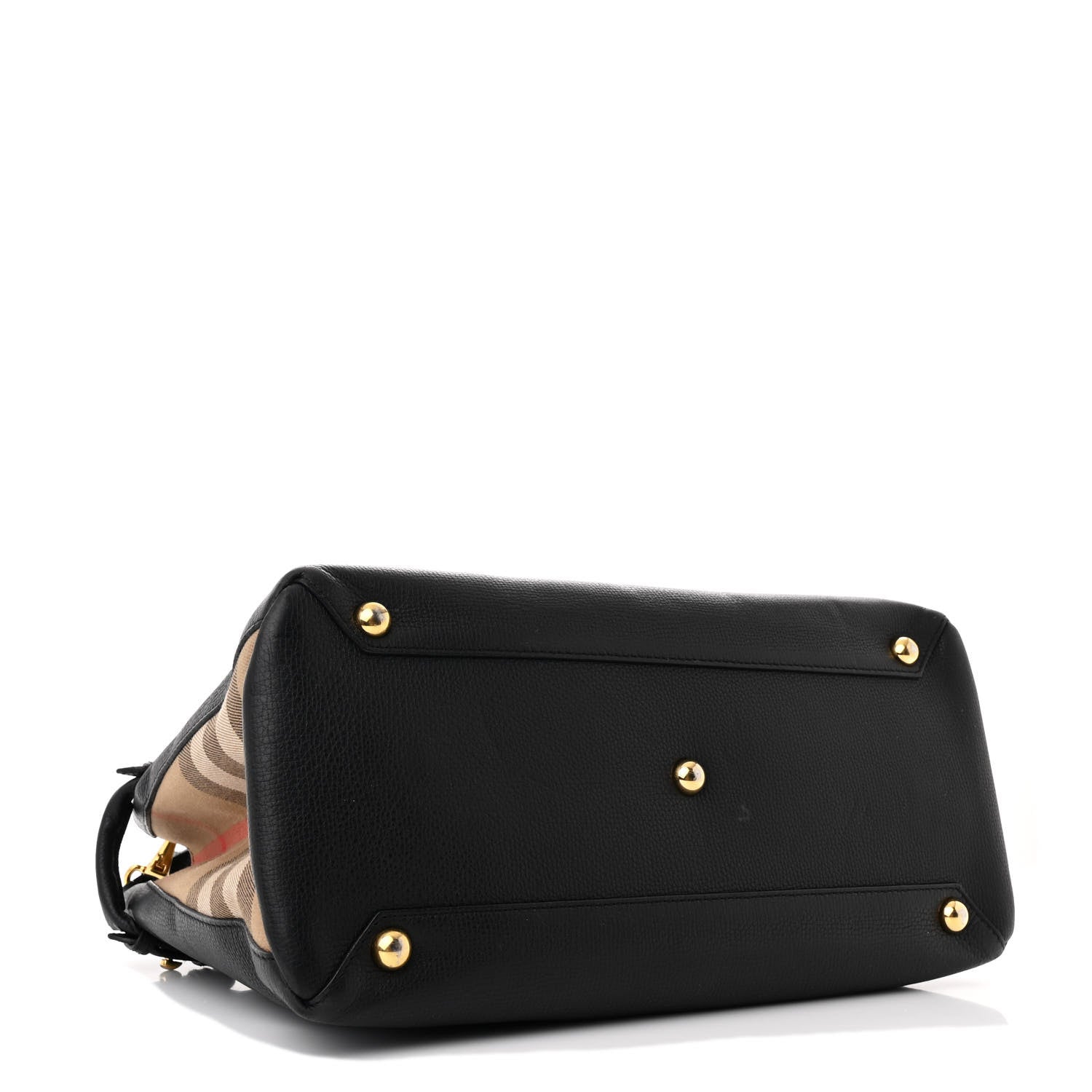 Burberry Derby Calfskin House Check Medium Banner Tote Black 4 of 11