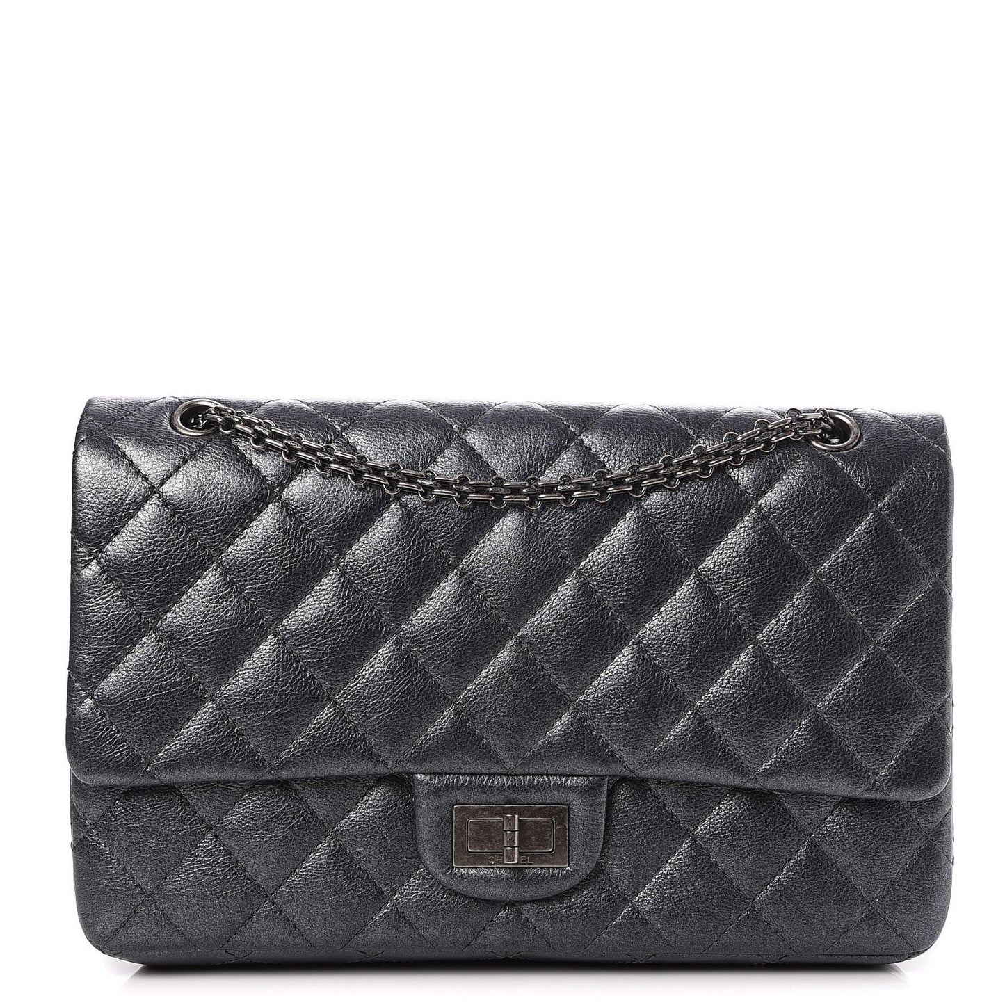 Metallic Calfskin Quilted 2.55 Reissue 227 Flap Charcoal