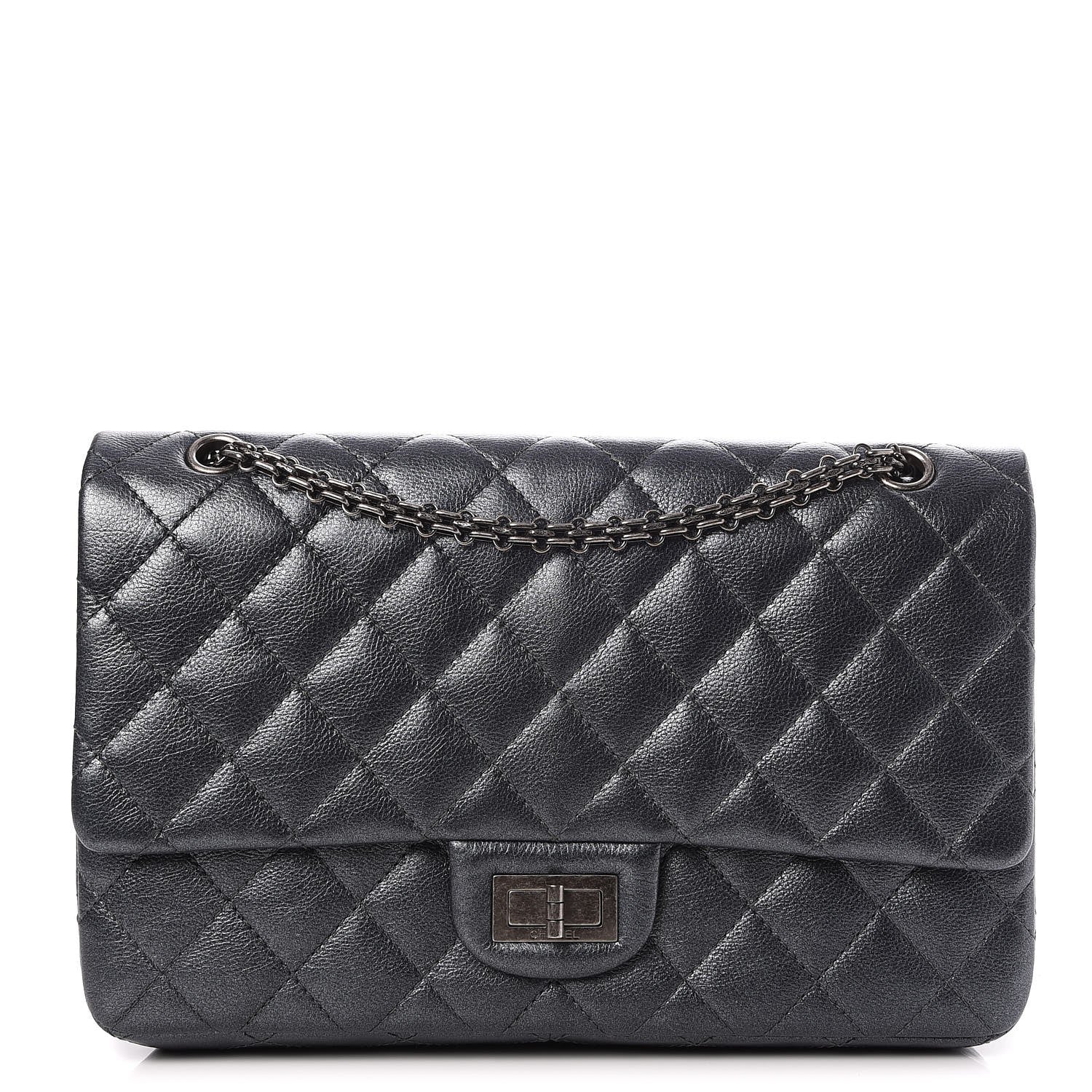 Chanel Metallic Calfskin Quilted 2.55 Reissue 227 Flap Charcoal 1 of 9