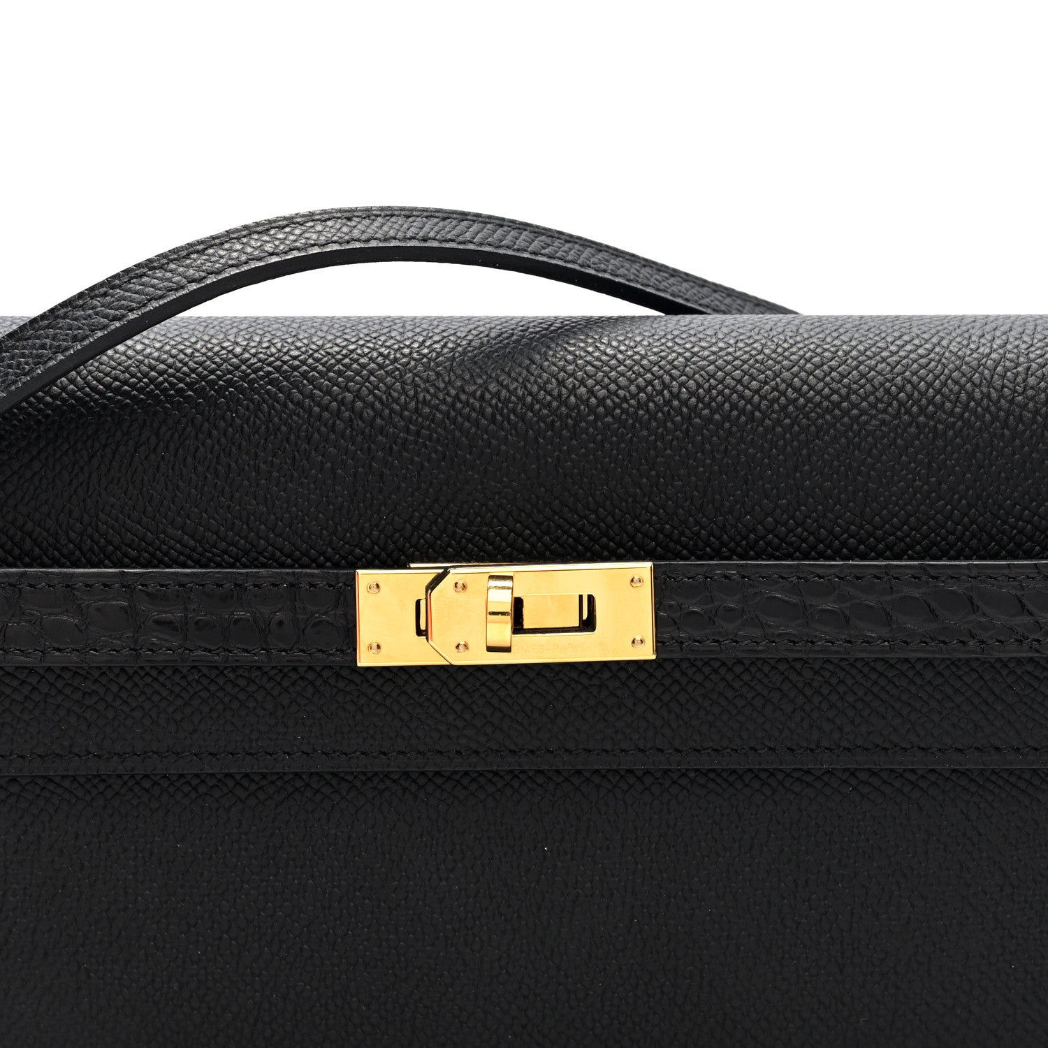 Hermes Epsom Matte Alligator Touch Kelly Wallet To Go Black 7 of 10