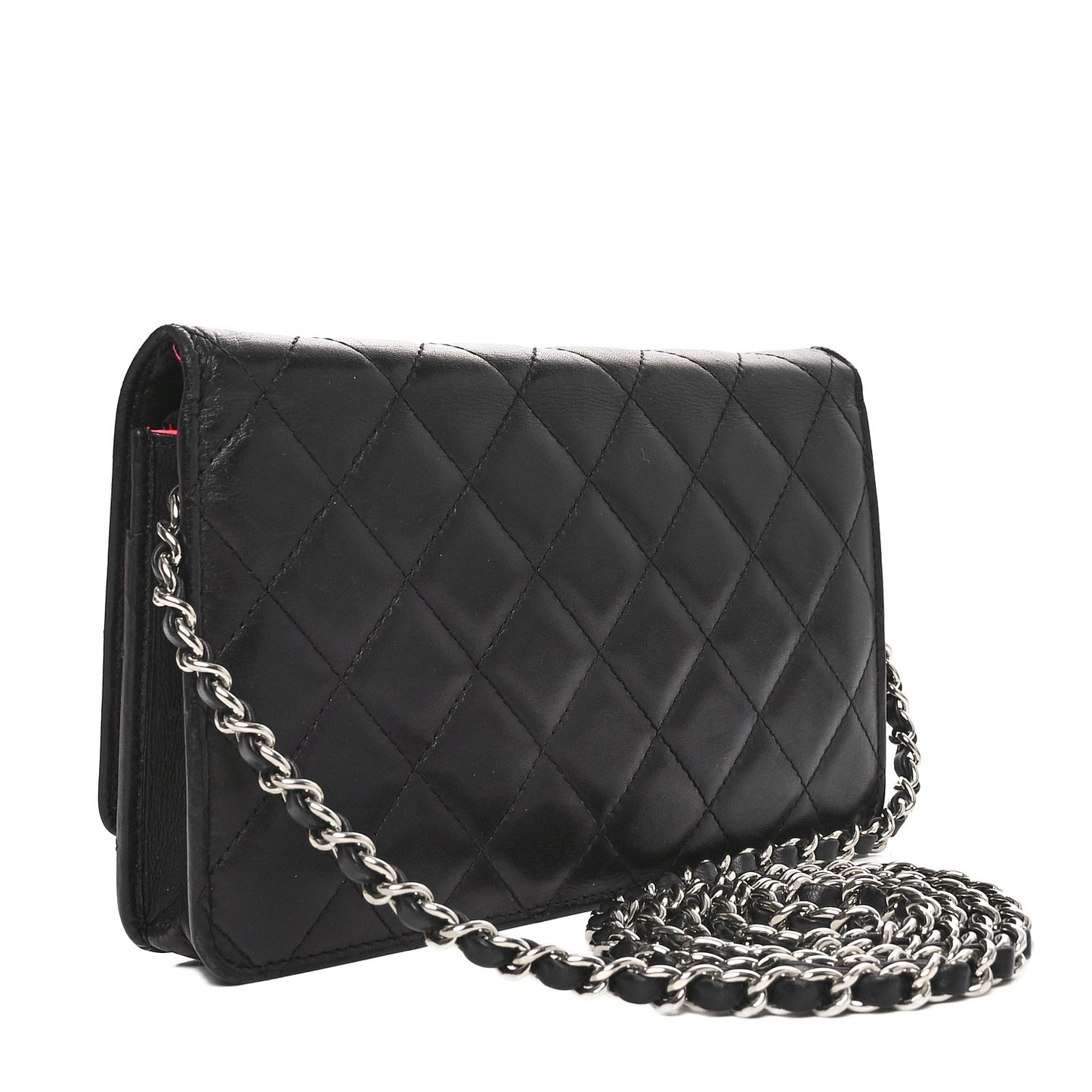 Calfskin Quilted Cambon Wallet on Chain WOC Black